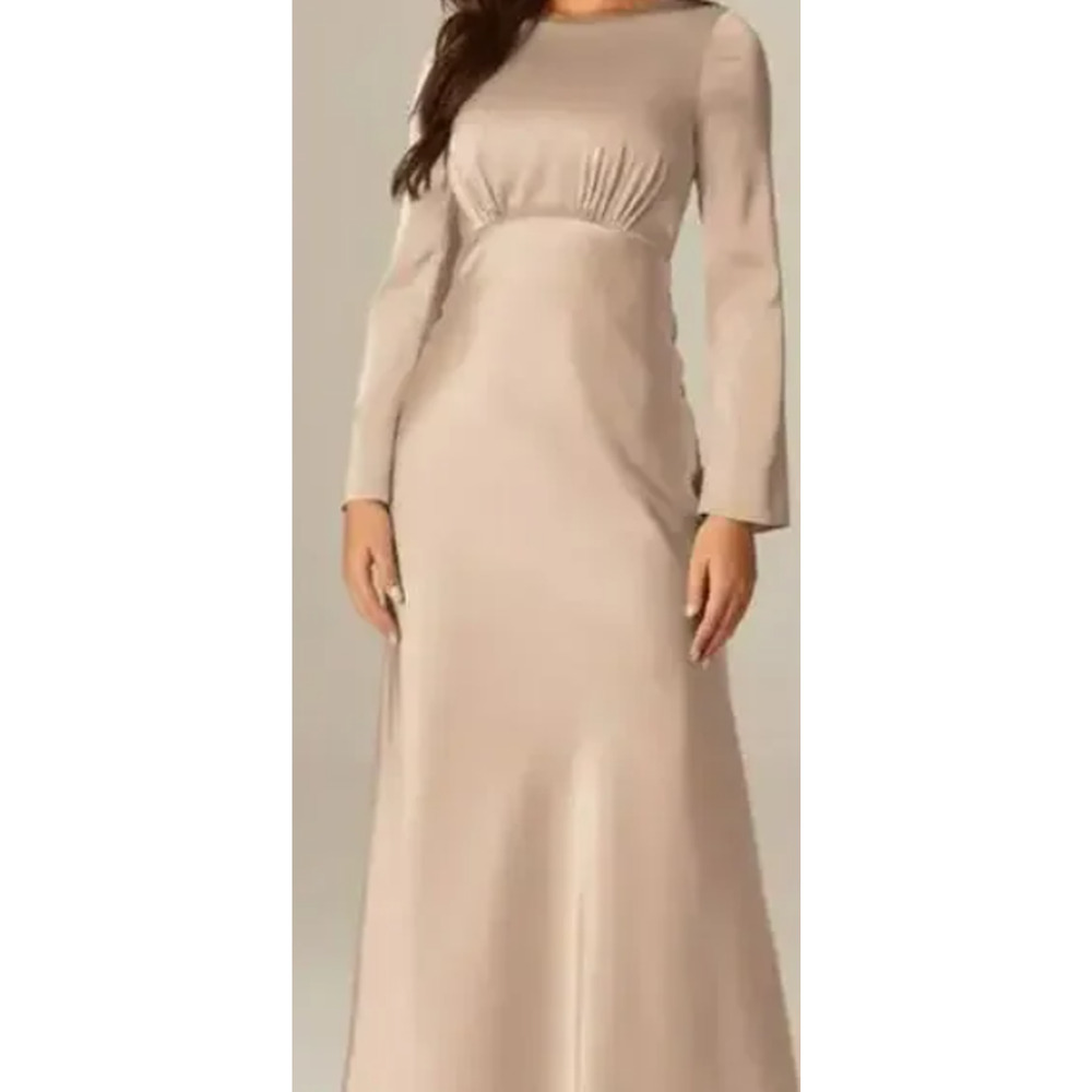 AW BRIDAL 0 XS Champagne cream Ginevra satin gala bridesmaid maxi dress NEW b69